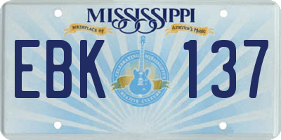 MS license plate EBK137