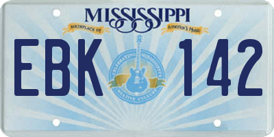 MS license plate EBK142