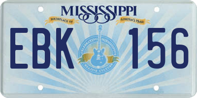 MS license plate EBK156
