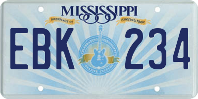 MS license plate EBK234