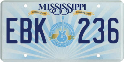 MS license plate EBK236