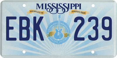 MS license plate EBK239