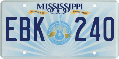 MS license plate EBK240
