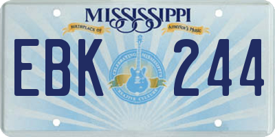 MS license plate EBK244