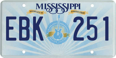 MS license plate EBK251