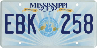 MS license plate EBK258