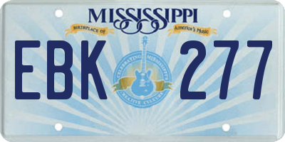 MS license plate EBK277