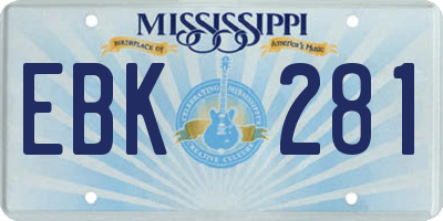 MS license plate EBK281