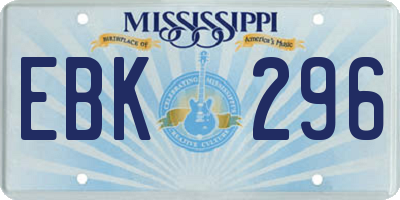 MS license plate EBK296