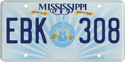 MS license plate EBK308