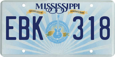 MS license plate EBK318