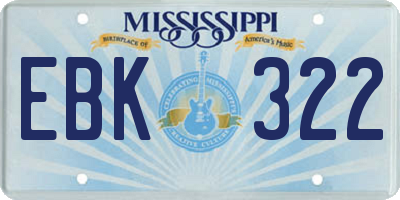 MS license plate EBK322