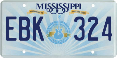 MS license plate EBK324