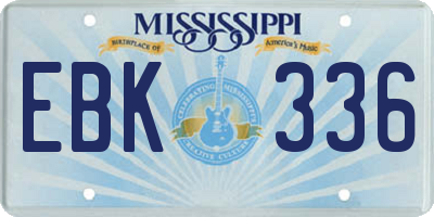 MS license plate EBK336