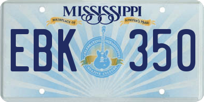 MS license plate EBK350