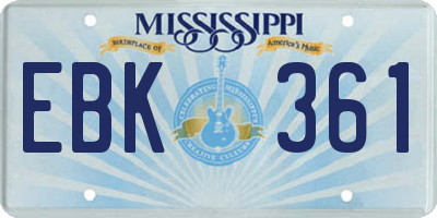 MS license plate EBK361