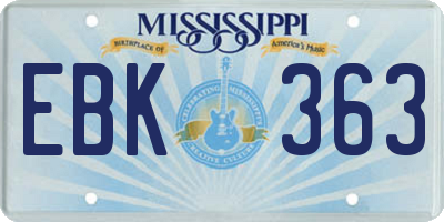 MS license plate EBK363