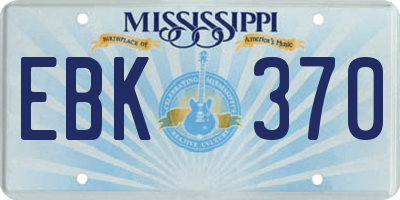 MS license plate EBK370