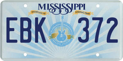 MS license plate EBK372