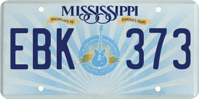 MS license plate EBK373