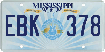 MS license plate EBK378