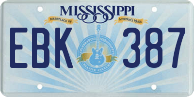 MS license plate EBK387