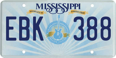 MS license plate EBK388