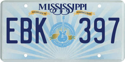 MS license plate EBK397