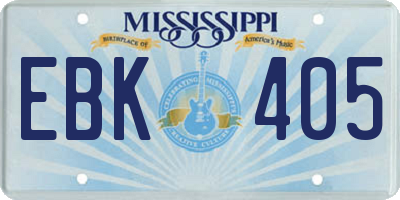 MS license plate EBK405
