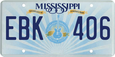 MS license plate EBK406