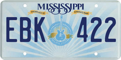MS license plate EBK422