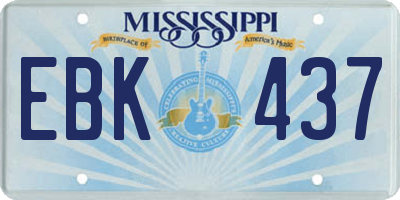 MS license plate EBK437