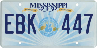 MS license plate EBK447