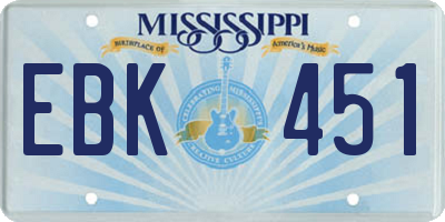 MS license plate EBK451