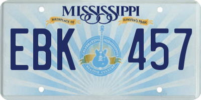 MS license plate EBK457