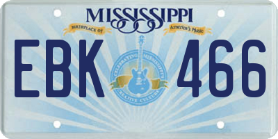 MS license plate EBK466