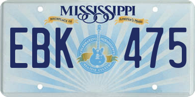 MS license plate EBK475