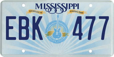 MS license plate EBK477