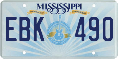 MS license plate EBK490