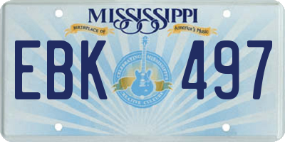 MS license plate EBK497