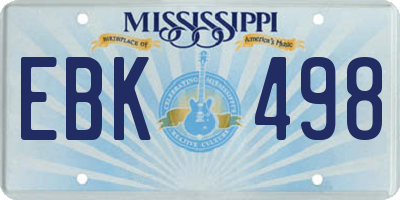 MS license plate EBK498