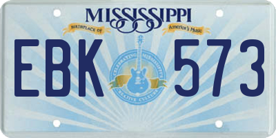 MS license plate EBK573