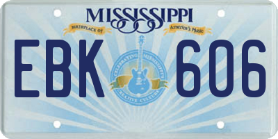 MS license plate EBK606