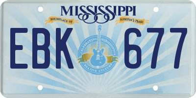 MS license plate EBK677