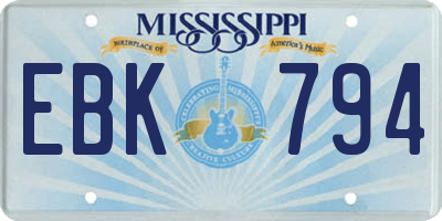 MS license plate EBK794
