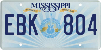 MS license plate EBK804