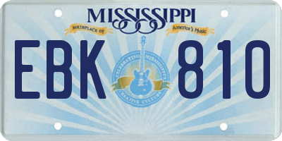 MS license plate EBK810