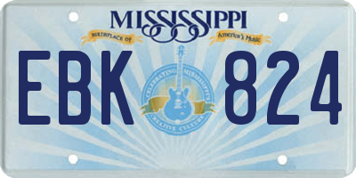 MS license plate EBK824