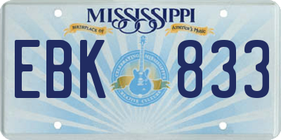 MS license plate EBK833