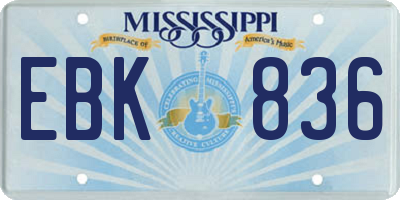 MS license plate EBK836